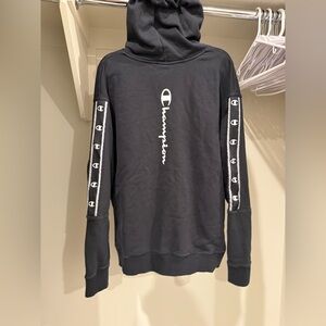 *SOLD* Champion Men's Black Hoodie with Logo Accents. Size XL.